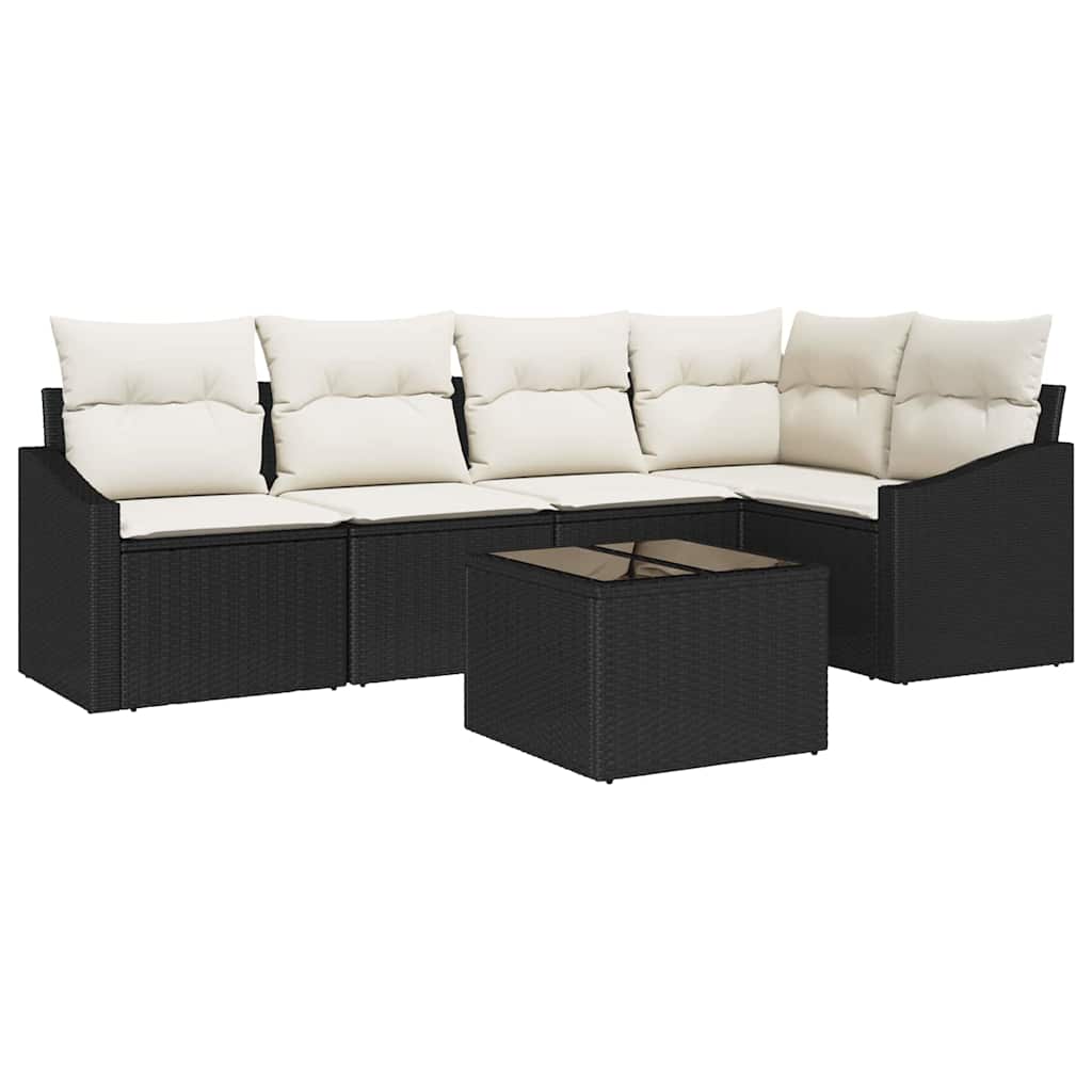 Havesofa Sæt med pude 6 pcs Brun og Creme polyrattan