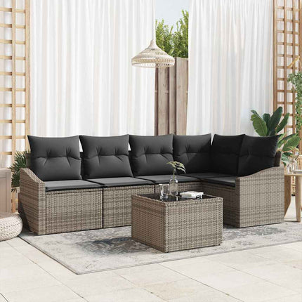 Havesofa Sæt 6 stk. Lysegrå polyrattan