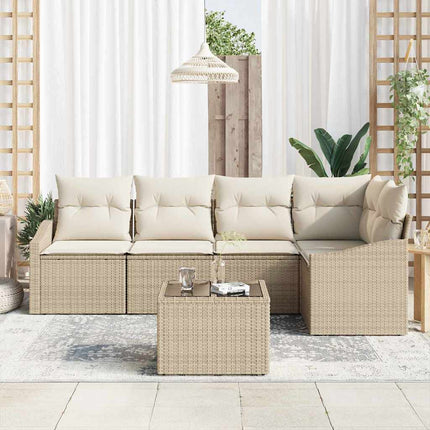 Havesofa Sæt 6 stk. Beige og creme polyrattan