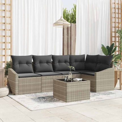 Havesofa Sæt 6 stk. Lysegrå polyrattan