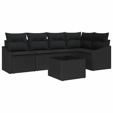 Havesofa Sæt 6 stk. Sort polyrattan