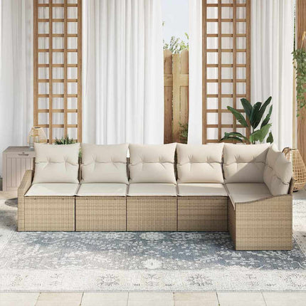 Havesofa Sæt 6 stk. Beige og hvid polyrattan