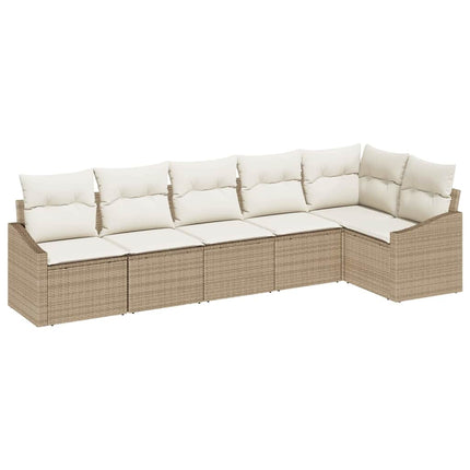 Havesofa Sæt 6 stk. Beige og hvid polyrattan