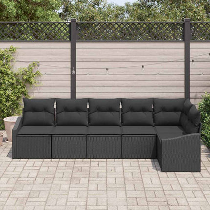 Havesofa Sæt 6 stk. Sort polyrattan