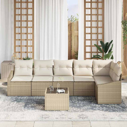 Havesofa Sæt 7 stk. Beige og creme polyrattan
