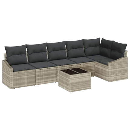 Havesofa Sæt 7 stk. Lysegrå polyrattan