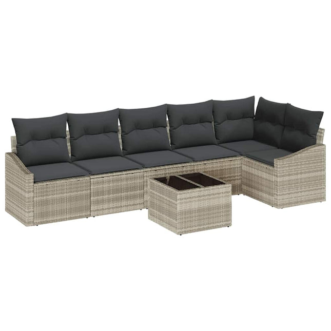 Havesofa Sæt 7 stk. Lysegrå polyrattan