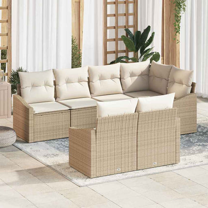 Havesofa Sæt 7 stk. Beige og hvid polyrattan