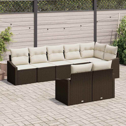 Havesofa Sæt 8 stk. Brun og hvid polyrattan