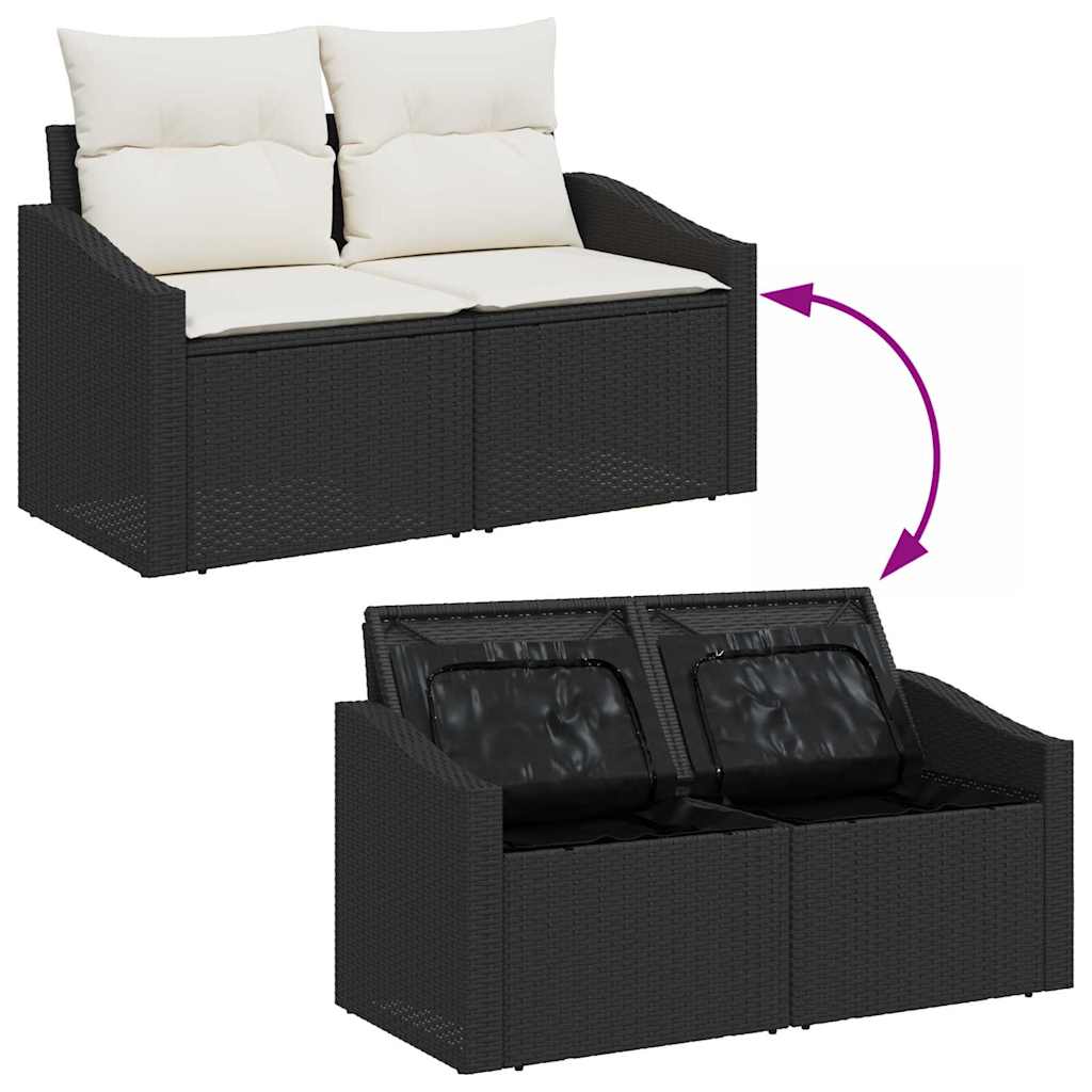Sofa Sæt med pude med opbevaring 9 pcs Brun og Creme polyrattan