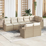 Sofa Sæt med pude 9 pcs Beige og creme polyrattan