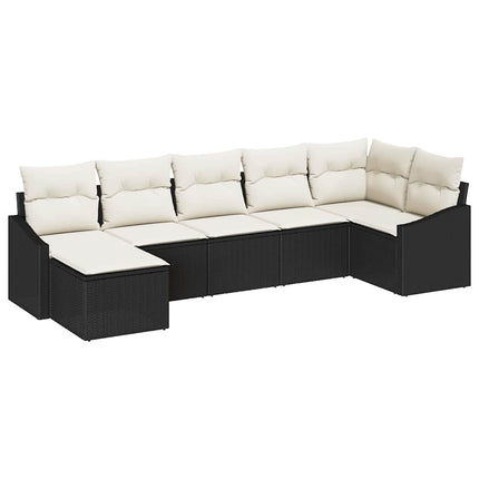 Havesofa Sæt 7 stk. Sort og Cream polyrattan