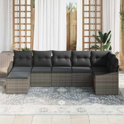 Havesofa Sæt 7 stk. Grå polyrattan