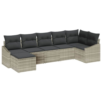Havesofa Sæt 7 stk. Lysegrå polyrattan