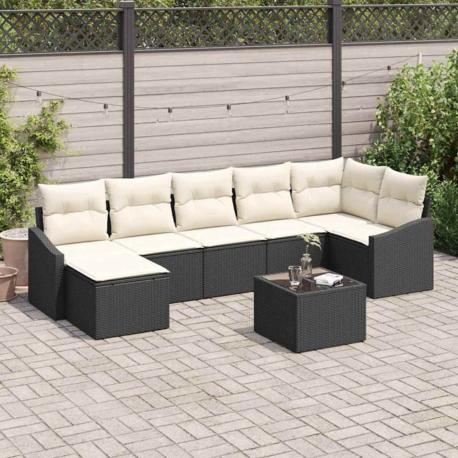 Havesofa Sæt med pude 8 pcs Brun og Creme polyrattan