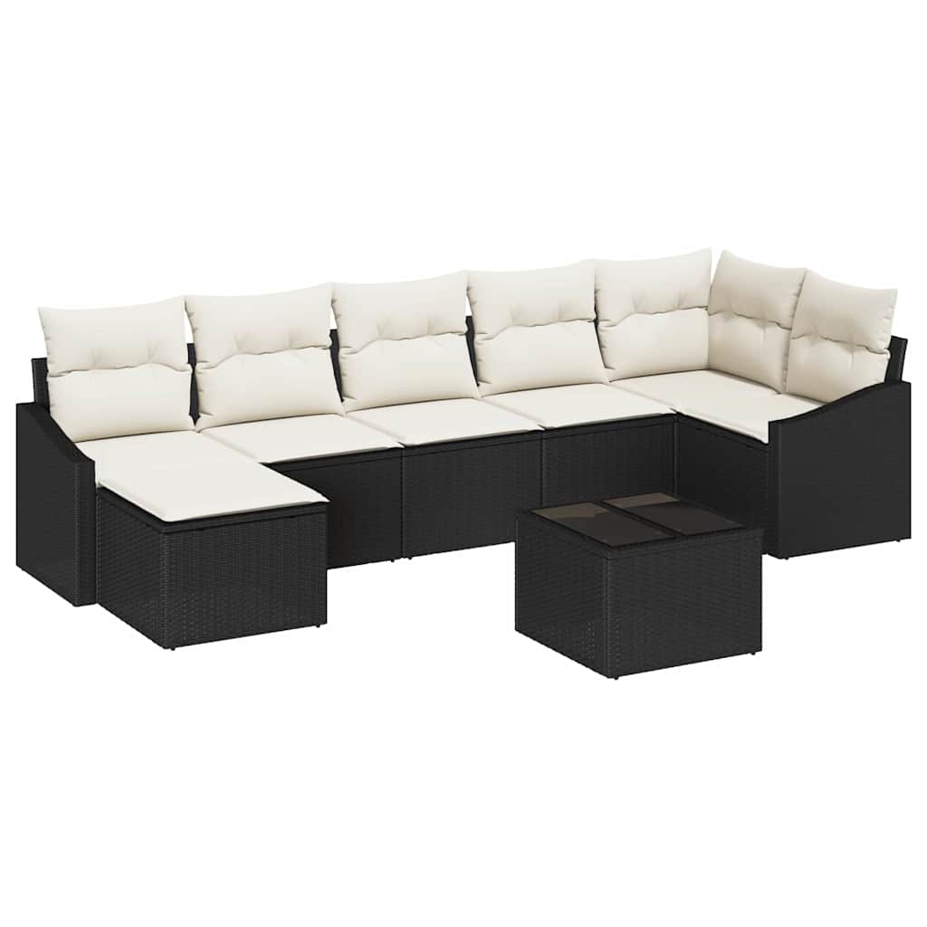 Havesofa Sæt med pude 8 pcs Brun og Creme polyrattan