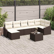 Havesofa Sæt med pude 8 pcs Brun og Creme polyrattan