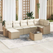 Havesofa Sæt med pude 8 pcs Beige og creme polyrattan