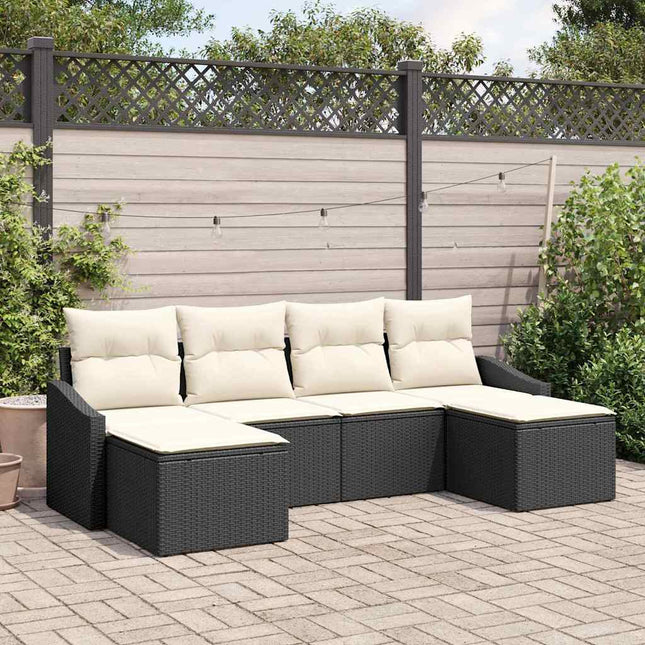 Have Spisebordssæt 6 stk. Sort og Cream polyrattan