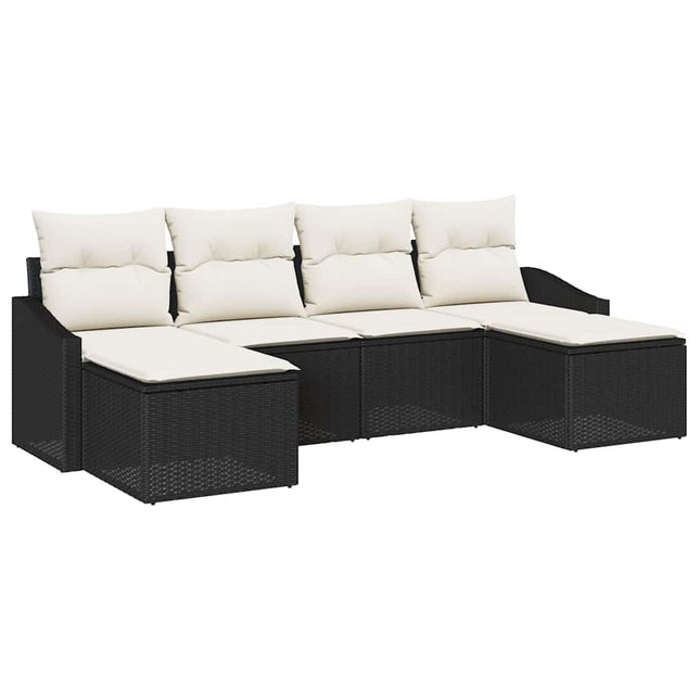 Have Spisebordssæt 6 stk. Sort og Cream polyrattan