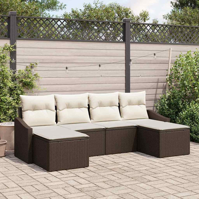 Have Spisebordssæt 6 stk. Brun og Creme polyrattan