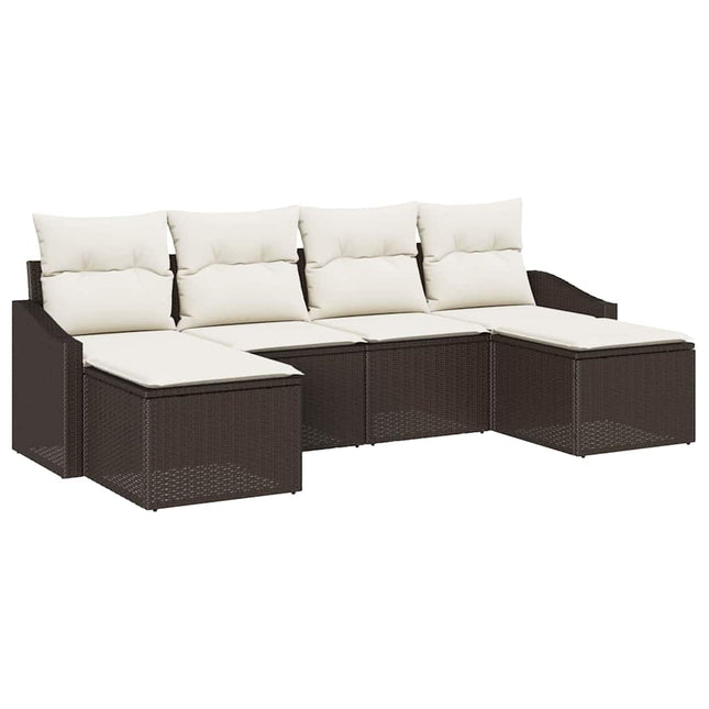 Have Spisebordssæt 6 stk. Brun og Creme polyrattan