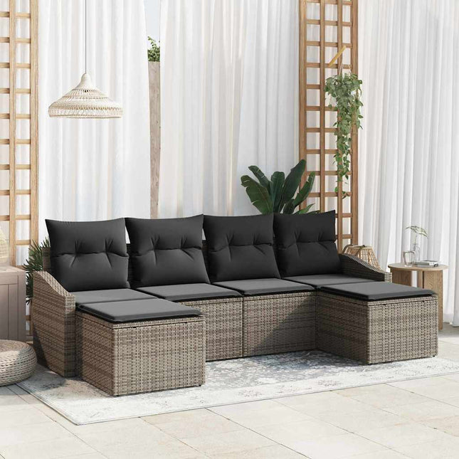 Have Spisebordssæt 6 stk. Grå polyrattan