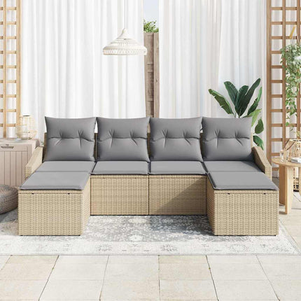 Have Spisebordssæt 6 stk. Beige og lys grå polyrattan