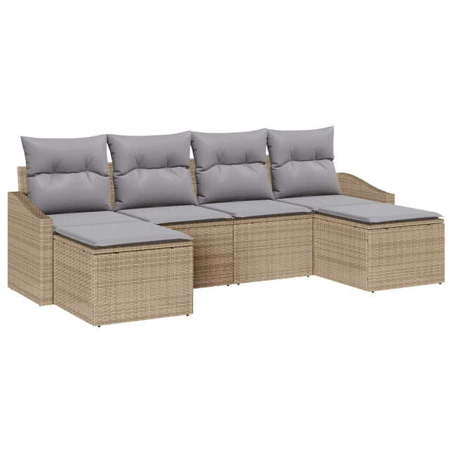 Have Spisebordssæt 6 stk. Beige og lys grå polyrattan