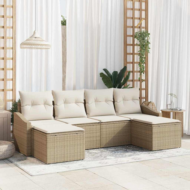 Have Spisebordssæt 6 stk. Beige og creme polyrattan