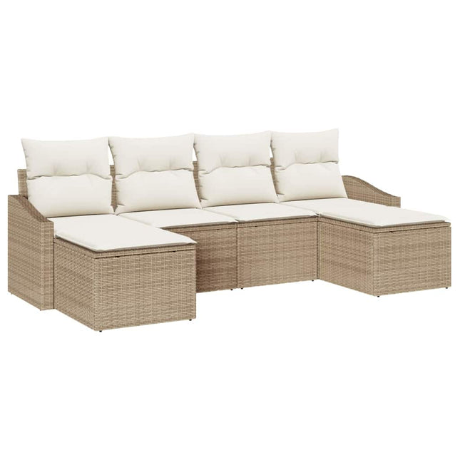 Have Spisebordssæt 6 stk. Beige og creme polyrattan