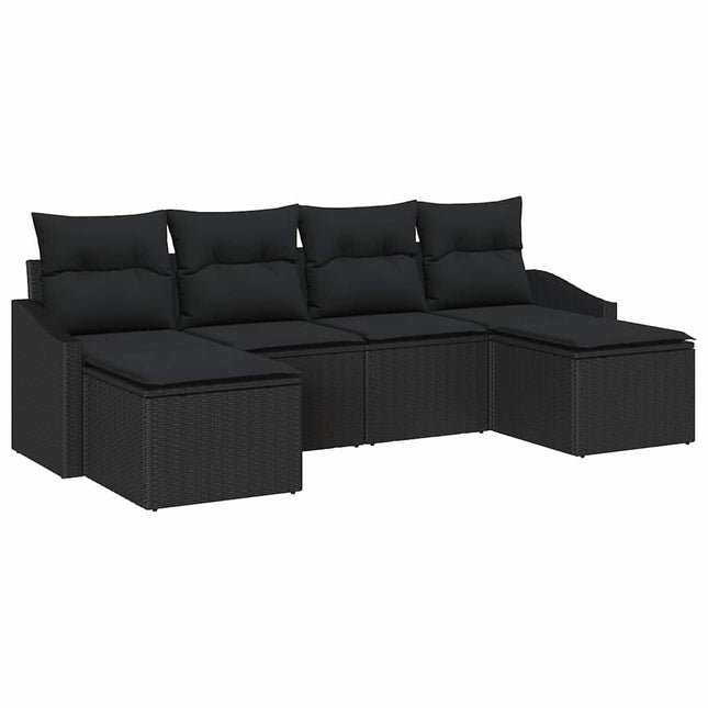 Have Spisebordssæt 6 stk. Sort polyrattan