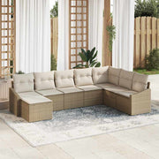 Havesofa Sæt med pude 8 pcs Beige og creme polyrattan