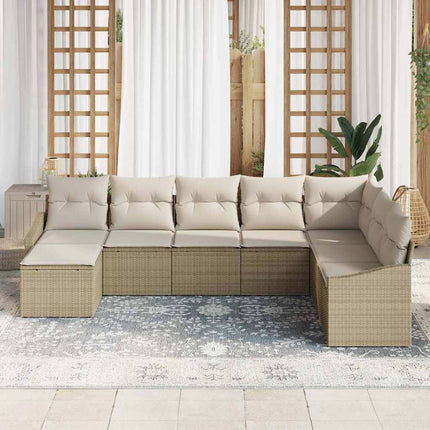 Havesofa Sæt 8 stk. Beige og creme polyrattan