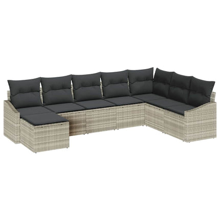 Havesofa Sæt 8 stk. Lysegrå polyrattan