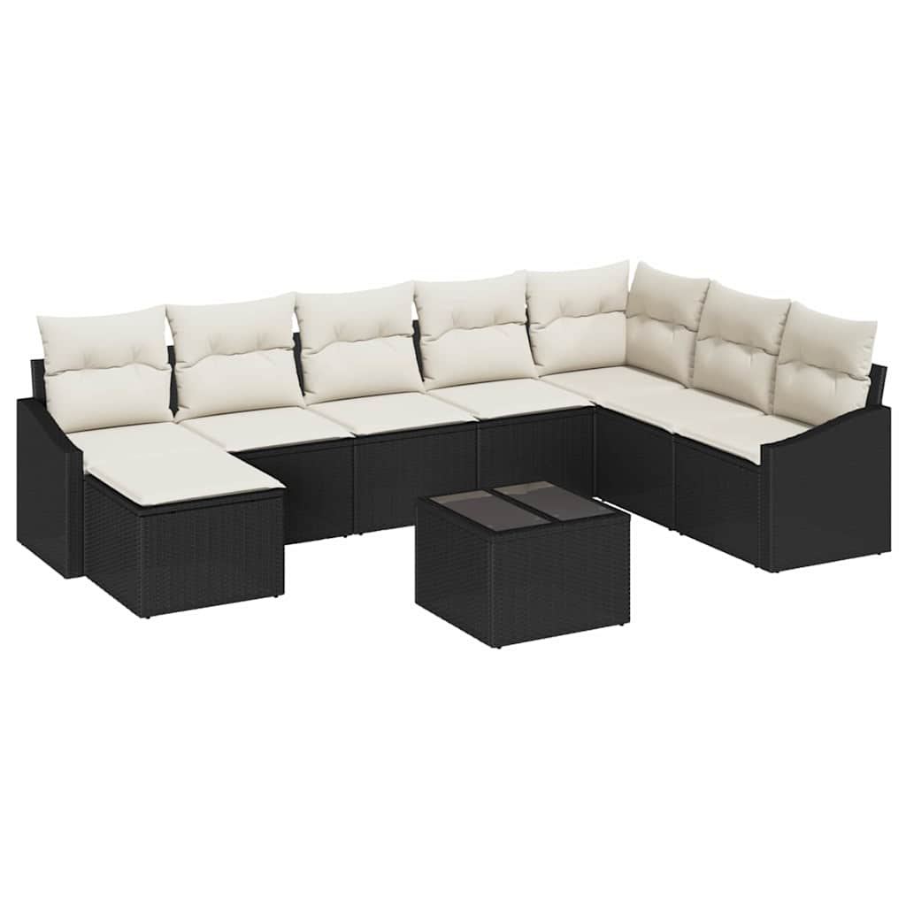 Havesofa Sæt med pude 8 pcs Brun og Creme polyrattan