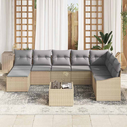 Havesofa Sæt 8 stk. Beige og lys grå polyrattan
