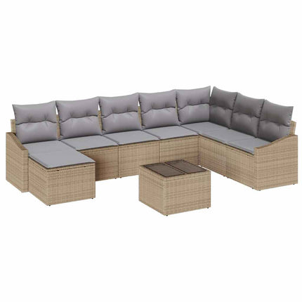 Havesofa Sæt 8 stk. Beige og lys grå polyrattan