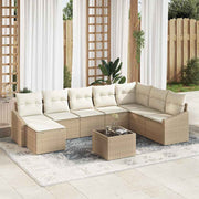 Havesofa Sæt med pude 8 pcs Beige og creme polyrattan