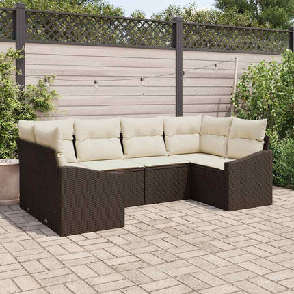 Havesofa Sæt 6 stk. Brun og Creme polyrattan