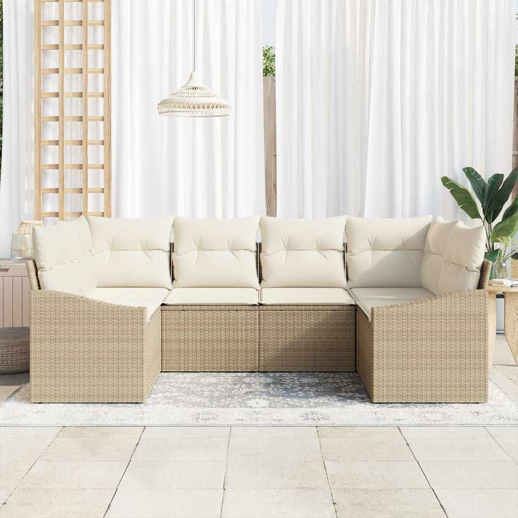 Havesofa Sæt med pude med opbevaring 6 pcs Beige og creme