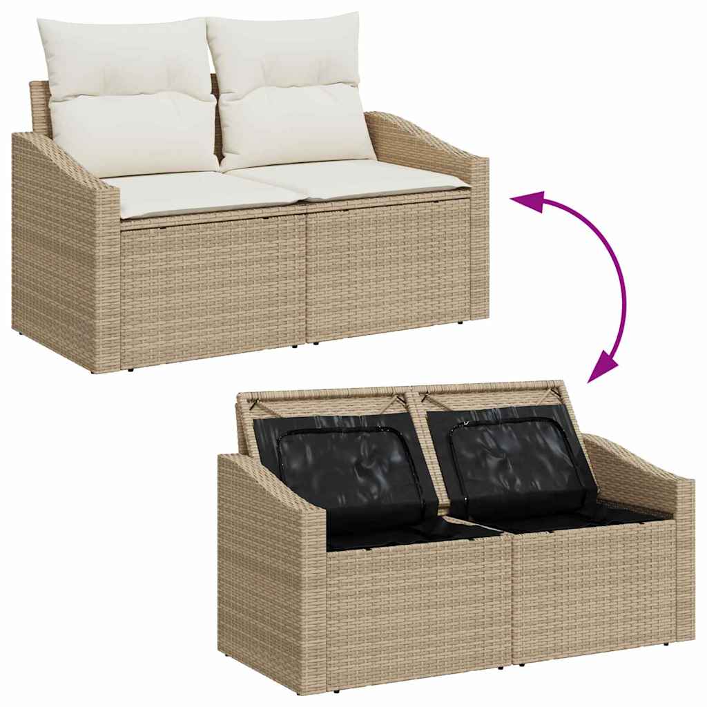 Havesofa Sæt med pude med opbevaring 6 pcs Beige og creme