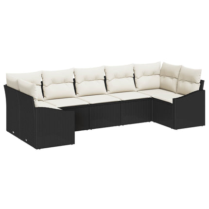 Havesofa Sæt 7 stk. Sort og Cream polyrattan