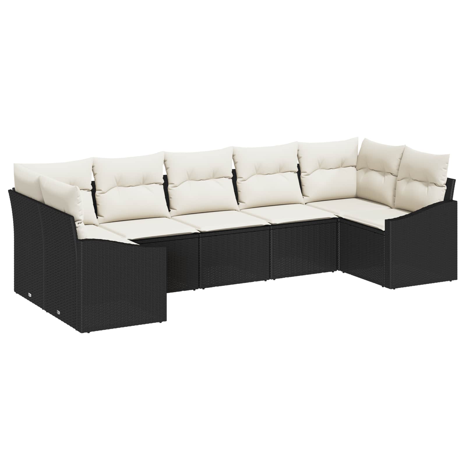 Havesofa Sæt med opbevaring 7 pcs Sort og Cream polyrattan