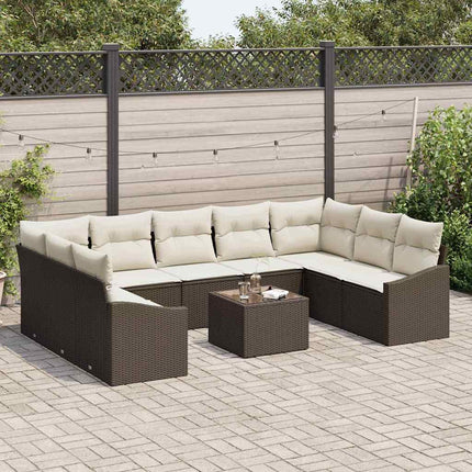 Havesofa Sæt med opbevaring Brun og Creme polyrattan
