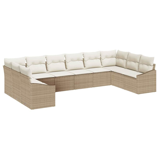 Havesofa Sæt 10 stk. Beige og creme polyrattan