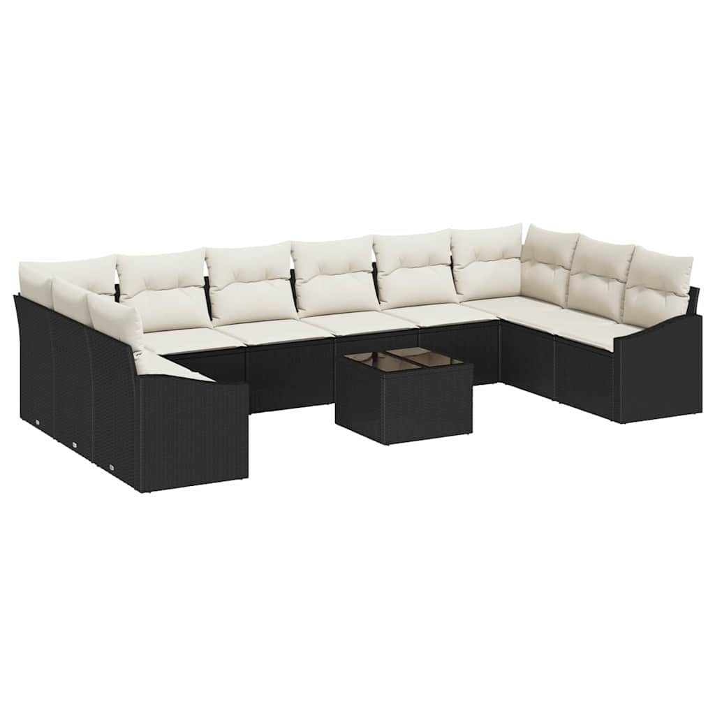 Havesofa Sæt med pude 11 pcs Brun og Creme polyrattan