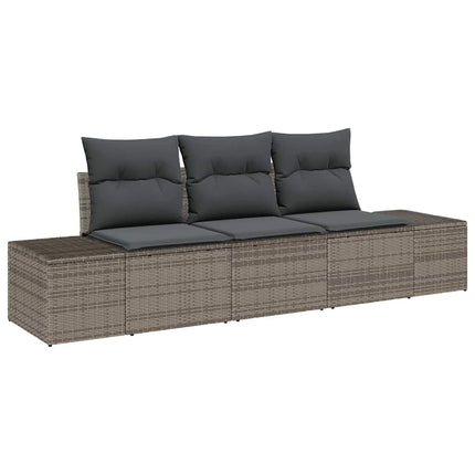 Havesofa Sæt med opbevaring 3 pcs Grå polyrattan