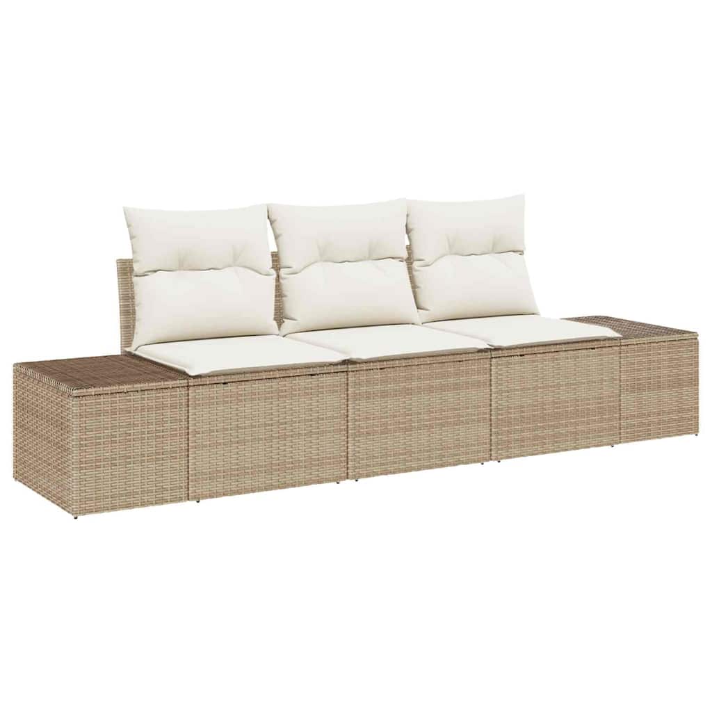 Havesofa Sæt med pude med opbevaring 3 pcs Beige og creme