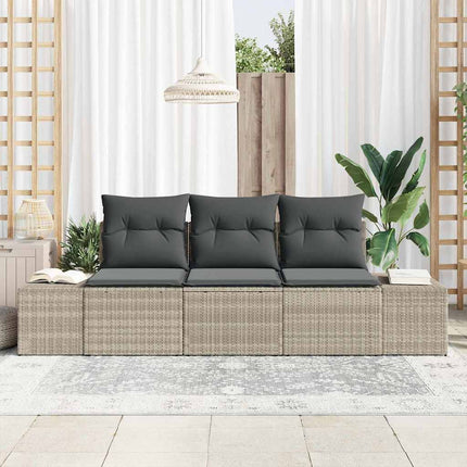 Havesofa Sæt 3 stk. Lysegrå polyrattan
